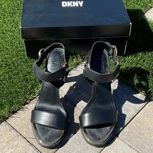DKNY Black Leather Sandals